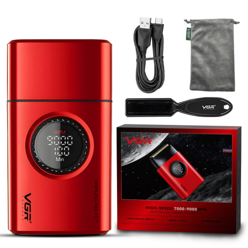 Golarka VGR V-377 czerwona z akcesoriami i kablem USB-C
