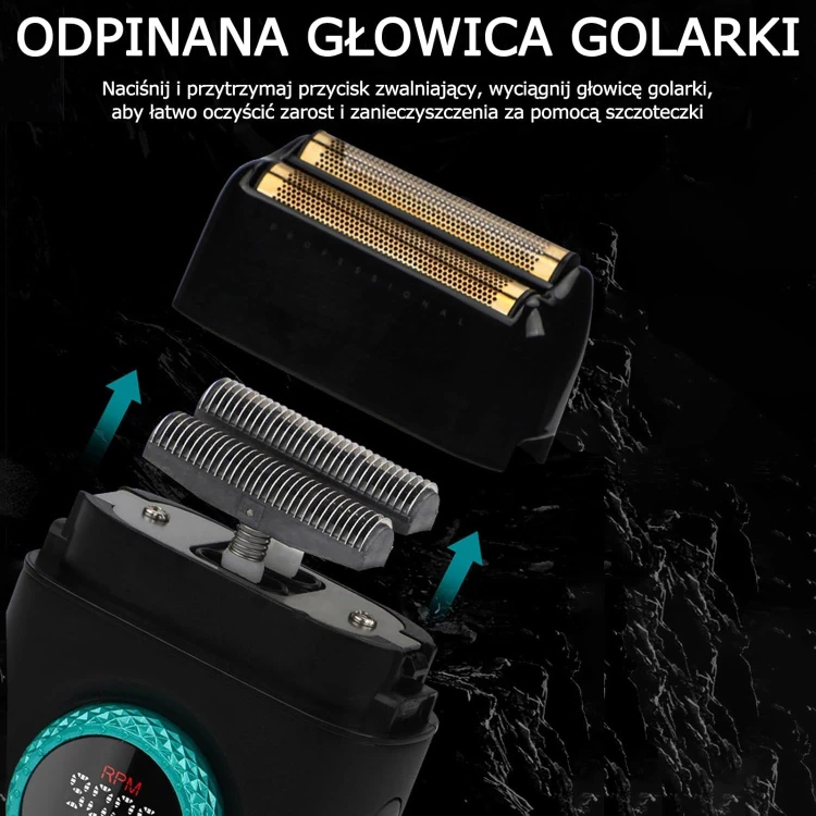 Golarka foliowa VGR V-377 czarna 9000 rpm wymienna głowica