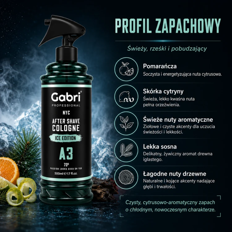 Gabri Professional A3 Ice Edition aftershave cologne 500 ml z efektem chłodzenia