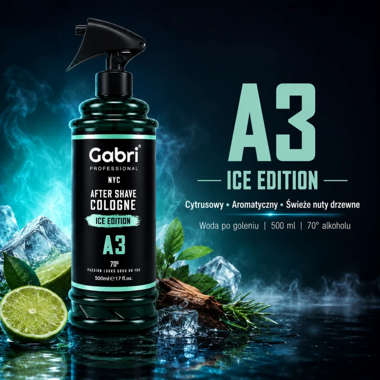 Gabri Professional A3 Ice Edition aftershave cologne 500 ml z efektem chłodzenia a3 opis