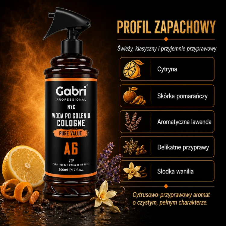 Gabri Professional A6 Pure Value aftershave cologne 500 ml opis