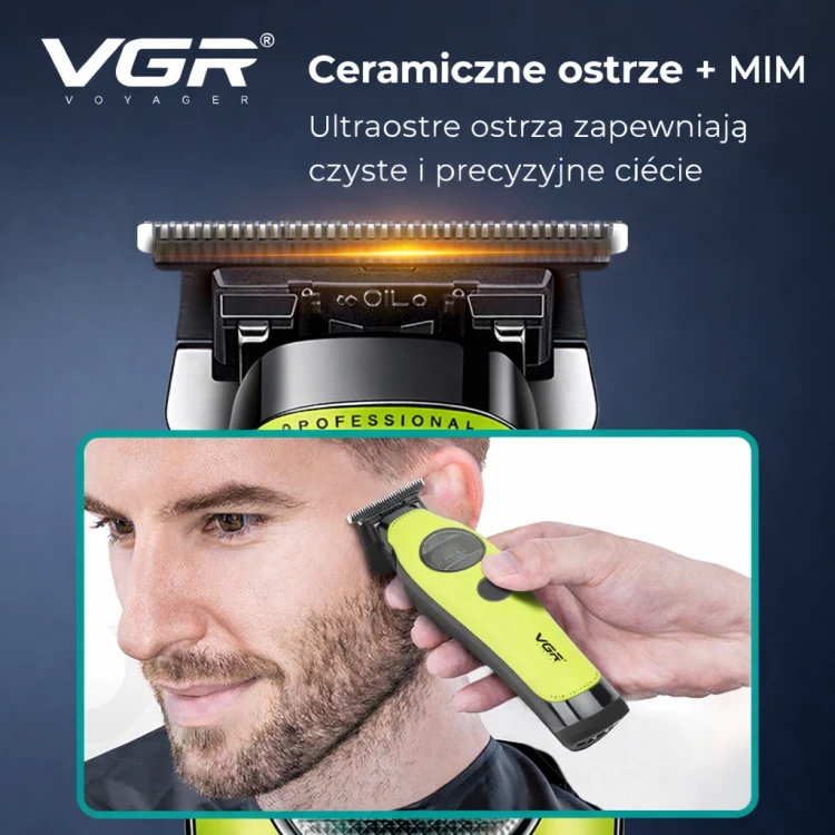 VGR V-880T Rotatech zielony profesjonalny trymer do brody karku i linii włosów