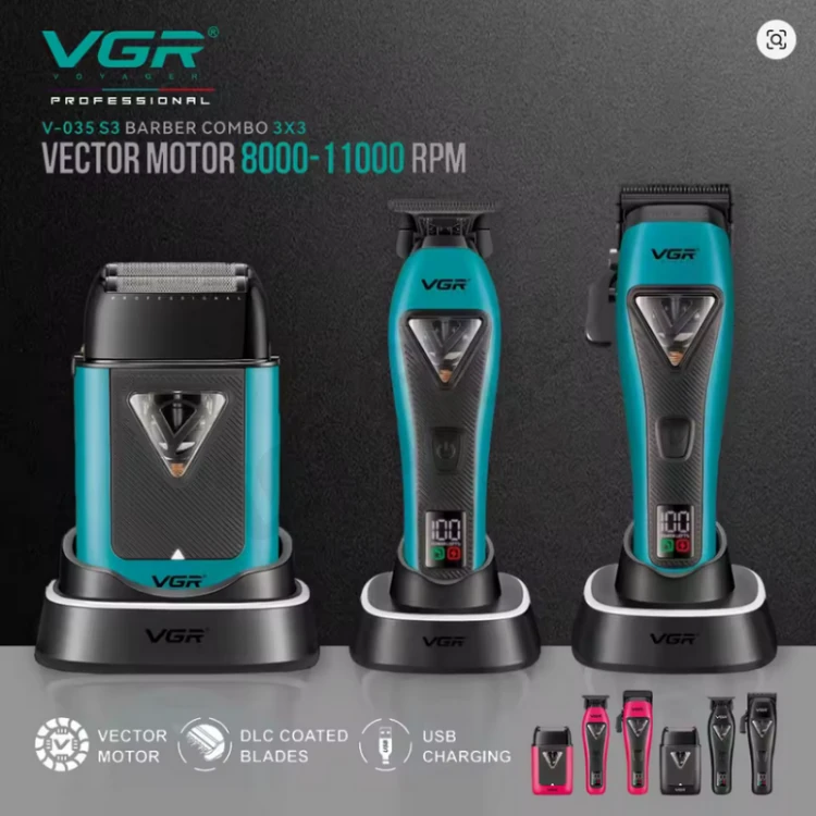 VGR V-035 S3 Vector profesjonalny zestaw barberski 3w1 w walizce