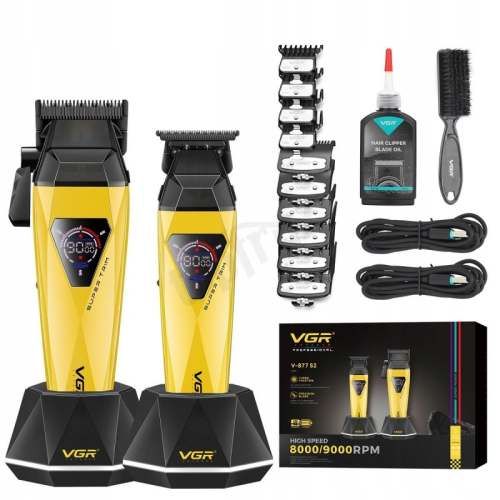 Zestaw VGR V-877 S2 Barber Combo maszynka do włosów i trymer złoty z akcesoriami