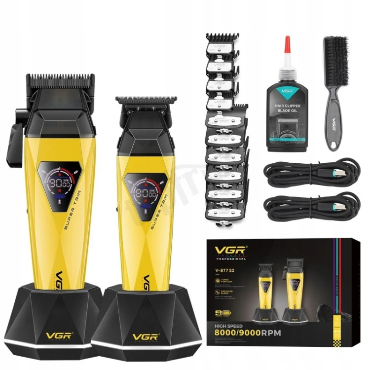 Zestaw VGR V-877 S2 Barber Combo maszynka do włosów i trymer złoty z akcesoriami
