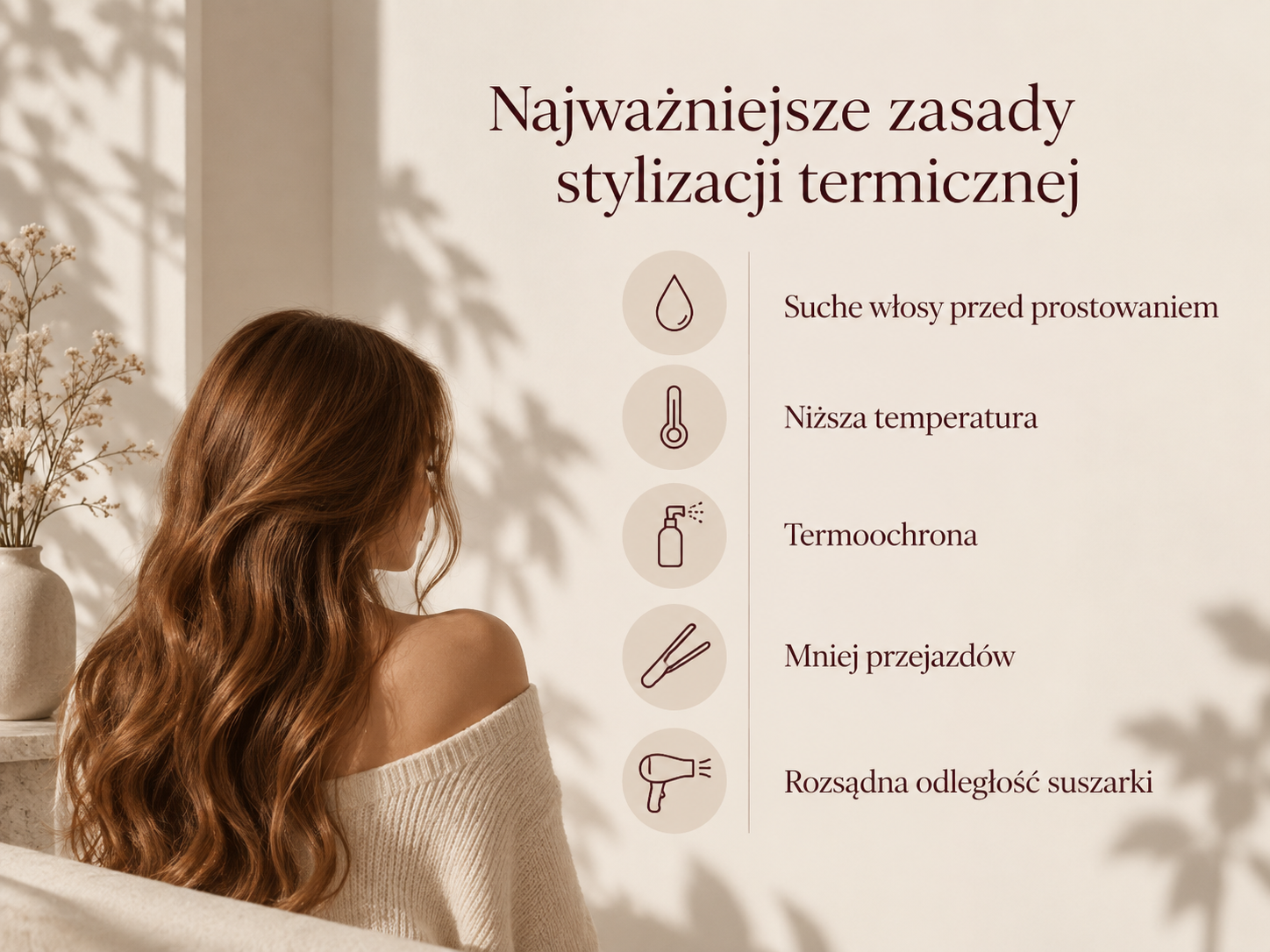 Najważniejsze zasady ochrony włosów przed wysoką temperaturą